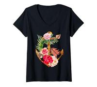 Femme St Philomène Saints Symboles Filles Catholiques T-Shirt avec Col en V