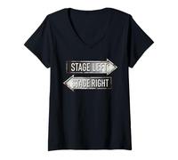 Femme Stage Left Stage Right Theater Drama Play Funny Thespian T-Shirt avec Col en V