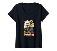 Femme Stage Manager Casque Backstage Theater T-Shirt avec Col en V