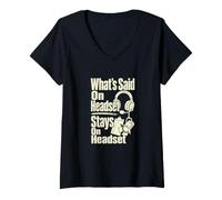 Femme Stagehand Backstage Casque Humour T-Shirt avec Col en V