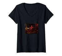 Femme Stancyk Sad Court Jester Polish Assis Red Fool Fine Art T-Shirt avec Col en V
