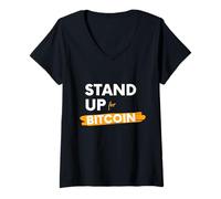 Femme Stand Up for Bitcoin Cryptocurrency is Freedom BTC Crypto T-Shirt avec Col en V