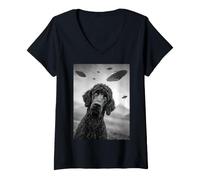 Femme Standard Poodle UFO 2 T-Shirt avec Col en V