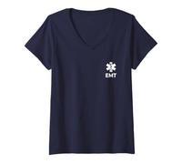 Femme Star of Life EMT EMS - Technique de Services médicaux d'urgence T-Shirt avec Col en V