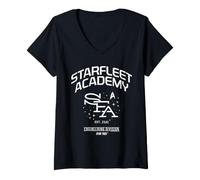 Femme Star Trek Starfleet Academy Engineering T-Shirt avec Col en V