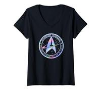Femme Star Trek Starfleet Command Hologram Fill T-Shirt avec Col en V