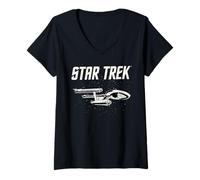 Femme Star Trek: The Original Series U.S.S. Enterprise NCC-1701 T-Shirt avec Col en V
