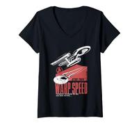 Femme Star Trek Warp Speed Enterprise T-Shirt avec Col en V