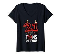 Femme Star Wars 21st Birthday Party "21 & Tons of Fun" Darth Vader T-Shirt avec Col en V
