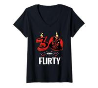 Femme Star Wars 30th Birthday Party "30 and Flirty" Darth Vader T-Shirt avec Col en V