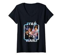 Femme Star Wars A New Hope 1977 Tie Dyed Rebel Frame T-Shirt avec Col en V