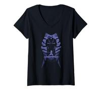 Femme Star Wars Ahsoka Tano Alien Worlds Disney+ T-Shirt avec Col en V