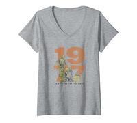 Femme Star Wars C-3PO, R2-D2, BB-8 1977 Droids Pop T-Shirt avec Col en V, Gris Chiné, L