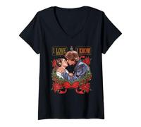 Femme Star Wars Christmas Han Solo Leia I Love The Holidays I Know T-Shirt avec Col en V