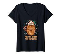 Femme Star Wars Christmas Meet Me Under The Mistletoe Chewie Mug T-Shirt avec Col en V