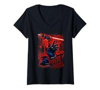 Femme Star Wars Darth Maul Double-Bladed Lightsaber Attack Pose T-Shirt avec Col en V