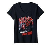 Femme Star Wars Darth Maul Welcome to The Dark Side Dual Portrait T-Shirt avec Col en V