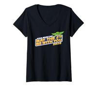 Femme Star Wars Day: May The 4th Be with You 2026 Grogu Logo T-Shirt avec Col en V