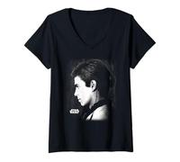Femme Star Wars EP II Anakin Black & White Side Profile Portrait T-Shirt avec Col en V