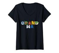 Femme Star Wars Grandma Character Letters Family Trip Matching T-Shirt avec Col en V