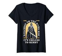 Femme Star Wars Lord Vader Welcome to The Dark Side Chest Poster T-Shirt avec Col en V