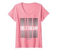 Femme Star Wars Mandalorian Stacked This is The Way Grey & White T-Shirt avec Col en V, Rose, XXL