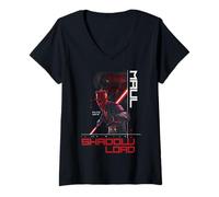Femme Star Wars Maul Shadow Lord Bold Cyber Text Looming Face T-Shirt avec Col en V