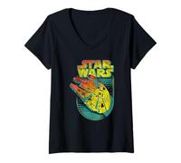 Femme Star Wars Millennium Falcon Yellow Tone T-Shirt avec Col en V