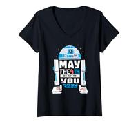 Femme Star Wars R2-D2 May The 4th Be with You 2026 Star Wars Day T-Shirt avec Col en V