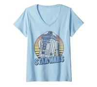 Femme Star Wars R2-D2 Retro Sun Cartoon Portrait T-Shirt avec Col en V