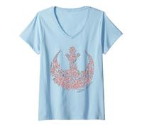 Femme Star Wars Rose Rebel Emblem T-Shirt avec Col en V