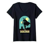 Femme Star Wars The Dadalorian Mandalorian and Grogu Father's Day T-Shirt avec Col en V