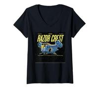 Femme Star Wars: The Mandalorian and Grogu Movie New Razor Crest T-Shirt avec Col en V