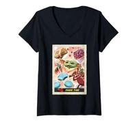 Femme Star Wars: The Mandalorian and Grogu Snack Time Card #32 T-Shirt avec Col en V
