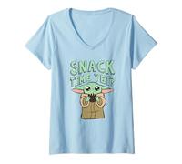 Femme Star Wars: The Mandalorian Baby Yoda Snack Time Yet? Cute T-Shirt avec Col en V
