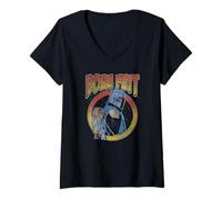 Femme Star Wars: The Mandalorian Boba Fett Vintage Side Profile T-Shirt avec Col en V