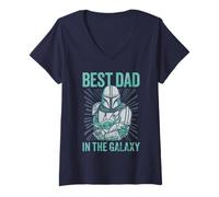 Femme Star Wars The Mandalorian Father's Day Best Dad T-Shirt avec Col en V