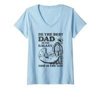 Femme Star Wars The Mandalorian Father's Day Galaxy Dad Disney+ T-Shirt avec Col en V