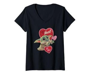 Femme Star Wars The Mandalorian Grogu Be Mine Valentine T-Shirt avec Col en V