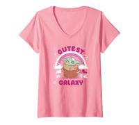 Femme Star Wars The Mandalorian Grogu Cutest in The Galaxy T-Shirt avec Col en V