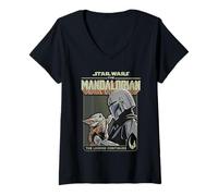 Femme Star Wars The Mandalorian Grogu Legend Continues T-Shirt avec Col en V