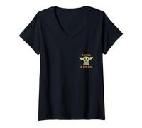 Femme Star Wars The Mandalorian Grogu Me Watching The Drama Meme T-Shirt avec Col en V