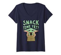 Femme Star Wars The Mandalorian Grogu Snack Time Grogu T-Shirt avec Col en V