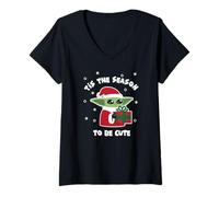 Femme Star Wars The Mandalorian Grogu Tis The Christmas Season T-Shirt avec Col en V
