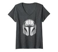 Femme Star Wars The Mandalorian Helmet T-Shirt avec Col en V