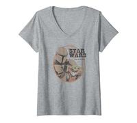 Femme Star Wars: The Mandalorian Vintage Baby Yoda Logo T-Shirt avec Col en V