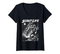 Femme Stargazer Scout Scout Life Retro Scouting Illustration T-Shirt avec Col en V