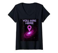 Femme Stars Galaxy Science Geek « Vous êtes Ici » Scifi Space Geeks T-Shirt avec Col en V