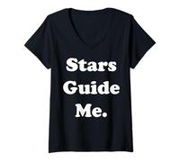 Femme Stars Guide Me Cosmic Wisdom T-Shirt avec Col en V