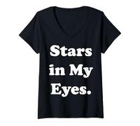 Femme Stars In My Eyes Inspirational Cosmic Words T-Shirt avec Col en V